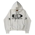 Bottega Desires Tech Jacket Grey front view with zip-up design, hood, and logo branding